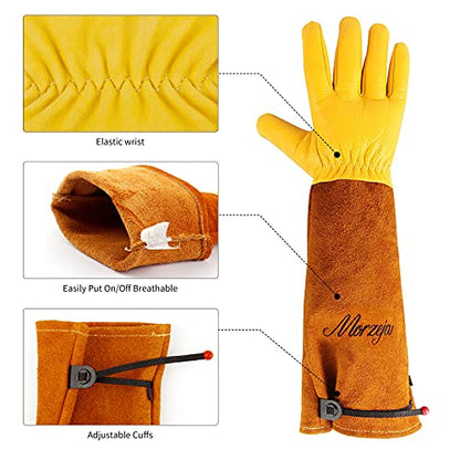Gardening Gloves for Men&Women, [2026 Updated] Professional Rose Pruning Gloves Thorn Proof, Adjustable Cuff, Breathable Leather Cowhide Long Garden Gloves,Garden Gifts & Tools for Gardener,Yard Work - size: X-Large (Pack of 1)