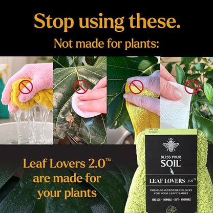 BLESS YOUR SOIL Microfiber Dusting Gloves for Plants, Premium Leaf Cleaning Gloves for Houseplants - Reusable, Lint Free