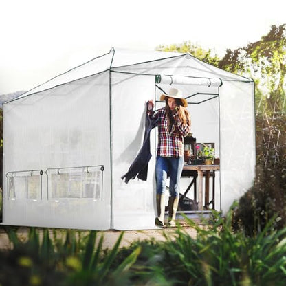 EAGLE PEAK 12x8 Easy Setup Pop Up Greenhouse, Support Pole, Clear/White - color: Clear/White, size: 12x8