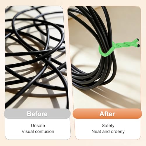 M METERXITY 8-Pack Twist Rubber Ties, 17-Inch EVA Foam Reusable Twist Ties for Organizing Bundling Cords/Wires/Cables, Bendable Rubber Tie Down Straps [Green]