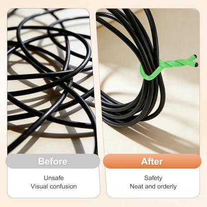M METERXITY 8-Pack Twist Rubber Ties, 17-Inch EVA Foam Reusable Twist Ties for Organizing Bundling Cords/Wires/Cables, Bendable Rubber Tie Down Straps [Green]
