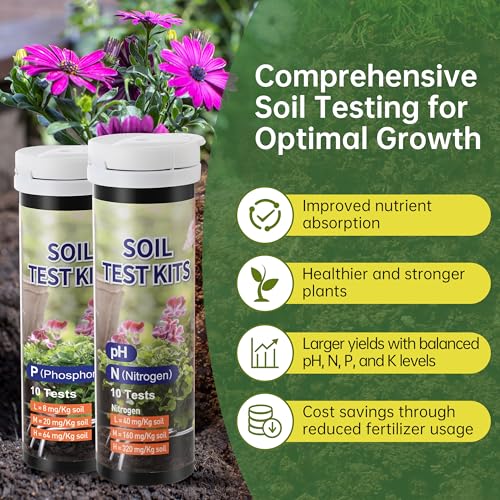 AAwipes Soil Test Kit for 4-in-1 pH, Nitrogen(N), Phosphorus(P), Potassium(K) Levels – 40 Tests for Garden, Lawn, Yard & Plant Care – Reliable Nutrient Tester with Sampling Accessories