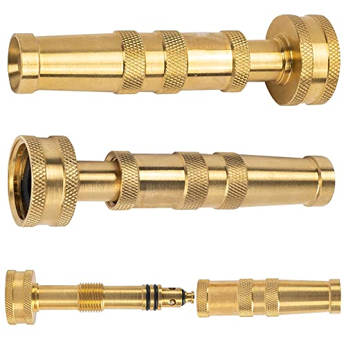 Hourleey Adjustable Twist Hose Nozzle, 4" Heavy-Duty Brass Hose Nozzle with 8 Garden Hose Rubber Washers (4 Pack) - size: 4 Inch Nozzle Twist 4Pack