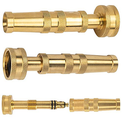 Hourleey Adjustable Twist Hose Nozzle, 4" Heavy-Duty Brass Hose Nozzle with 8 Garden Hose Rubber Washers (4 Pack) - size: 4 Inch Nozzle Twist 4Pack