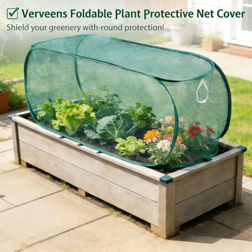 2 Pack Pop Up Garden Row Cover, 39x18x16 for Raised Beds - color: Green