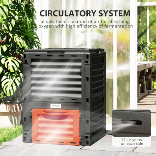 Outsunny Garden Compost Bin, 80 Gallon Large Capacity Composter, Orange - color: Orange