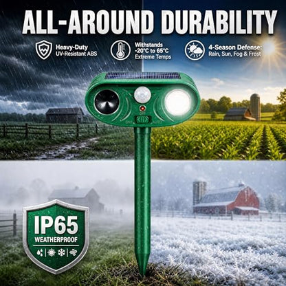 Raccoon Repellent Outdoor 2 Pack, Solar Ultrasonic Animal Repeller for Yard