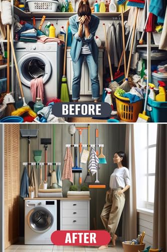 Mop and Broom Holder - Clear Cleaning Clutter and Reclaim Your Space - size: Standard