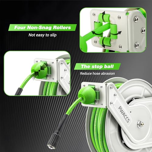 PWACCS Retractable Pressure Washer Hose Reel, 1/4" x 60ft