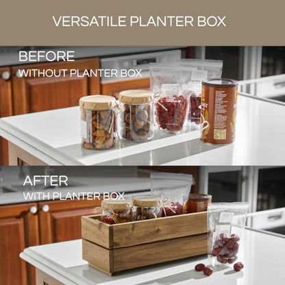 THYOI Premium Wooden Planter Box, Storage Box - 3 Colors (Natural) - color: Natural