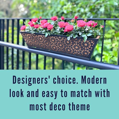 LaLaGreen Long Wall Planter (24 in, 4 Pack) Black Coco Liner Window Box - size: 24" (61cm) x 4 pack