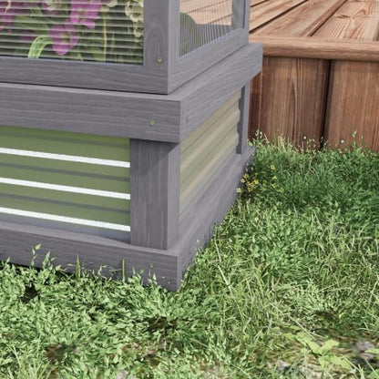 Outsunny Raised Garden Bed, Polycarbonate Mini Greenhouse, Gray - color: Gray