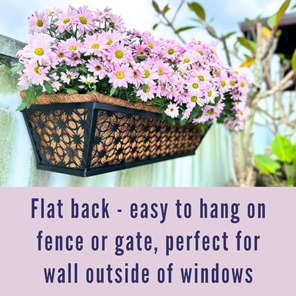 LaLaGreen Deck Wall Planter (24 in, 4 Pack) Black Horse Trough Window Box - size: 24" (61cm) x 4 pack