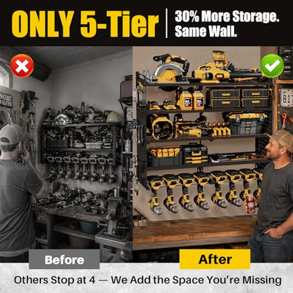 Large 5-Tier Power Tool Organizer Wall Mount, 320lb Capacity, 34'' Wide - size: 34''Width