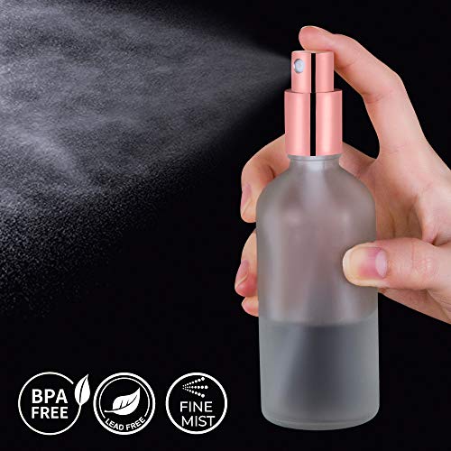Hydior Small Glass Spray Bottle, 3.4oz, 2 Pack - color: Rose Gold Frosted