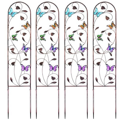 aboxoo 4-Pack Butterfly Metal Garden Trellis for Climbing Plants - color: Butterfly, size: 4pcs