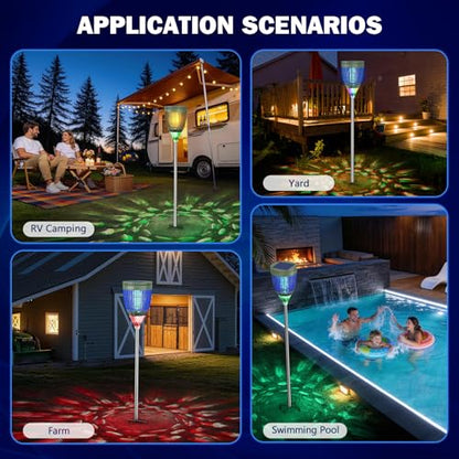 All‑in‑1 Solar Bug Zapper Outdoor, Electric Mosquito Killer Insect Trap - color: Green