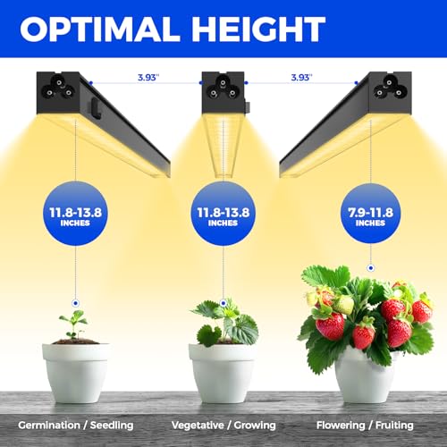 Barrina T5 LED Grow Lights, 5W 1FT, Linkable Plant Lights, Yellow, 8 Packs - color: Yellow, size: 1FT-Black Cover