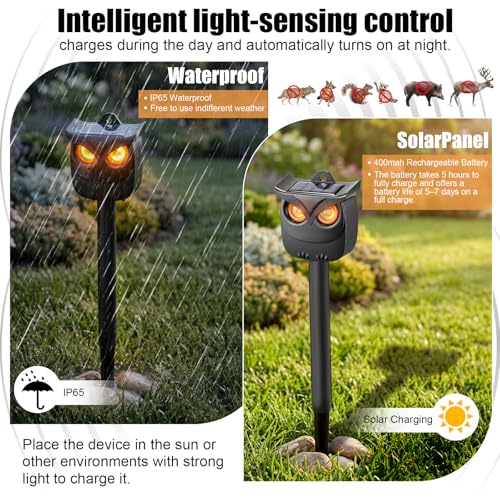 2 Pack Solar Owl Animal Repeller Outdoor for Raccoon Deer Squirrel