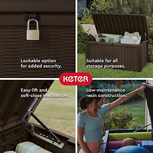 Keter Outdoor Storage Deck Box, Borneo 110 Gallon, Brown - color: Brown