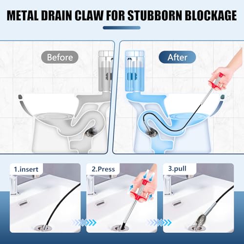 Flexible Grabber Tool (4 Claws), Snake Drain Hair Removal Tool - color: 35 inches