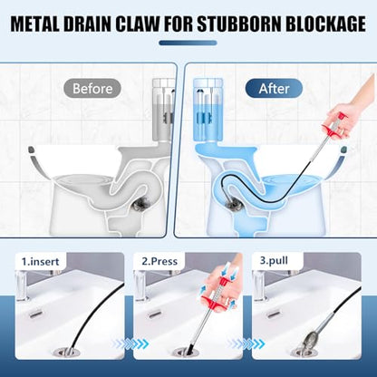 Flexible Grabber Tool (4 Claws), Snake Drain Hair Removal Tool - color: 35 inches