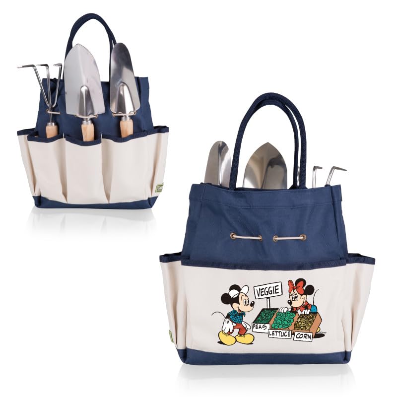 Picnic TIME Disney Mickey Mouse & Minnie Mouse Garden Bag with Tool Set, Garden Tool Organizer Bag, Gardening Tools Gifts for Women and Men, (Navy Blue with Beige Accents) - color: Disney Mickey Mouse & Minnie Mouse - Navy Blue with Beige Accents
