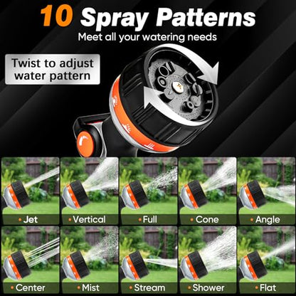 BIBURY Garden Hose Nozzle Sprayer, Heavy Duty Metal with 10 Spray Patterns