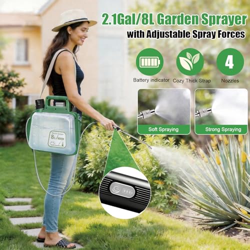 2 Gallon Electric Garden Sprayer，Battery Powered Sprayer