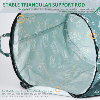 30 Gallon Collapsible Trash Can for RV Camping, Zip Lid，2Pcs - color: Green and Blue