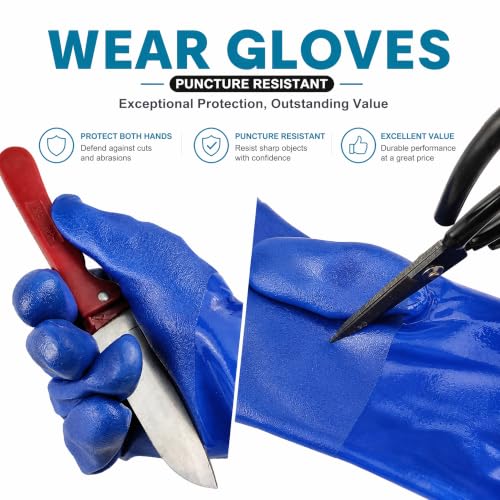 Okllen 2 Pair 27" Extra Long Rubber Gloves, Elbow Length Waterproof Gloves
