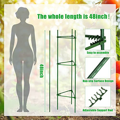 Chunful 10 Packs Tomato Cages for Garden Support up to 48", Green - color: Green