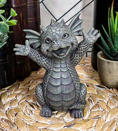 Ebros 5.25" Tall Hug Me Please! Small Baby Garden Dragon with Wide Open Arms Statue Fantasy Faux Stone Resin Finish Figurine - color: 5.25"tall Small Baby Dragon Hug Me Please