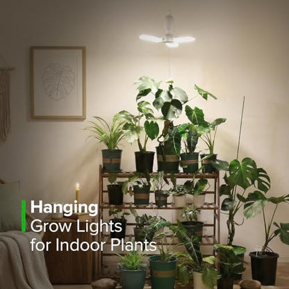 SANSI Hanging Grow Lights for Indoor Plants, Hanging Plant Light with Timer - size: Small