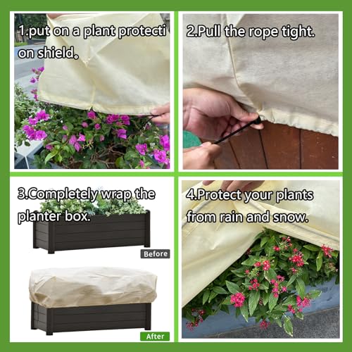 Plant Cover Freeze Protection, Winter Plant Covers, Plant Frost Cover, Tree Plant Freeze Protection Covers, Planter Plant Winter Frost Blanket with Zip Drawstring,2 Pack (39.3x17.7x15.7INCH) - size: 39.3*15.7*17.7（4-PACK)