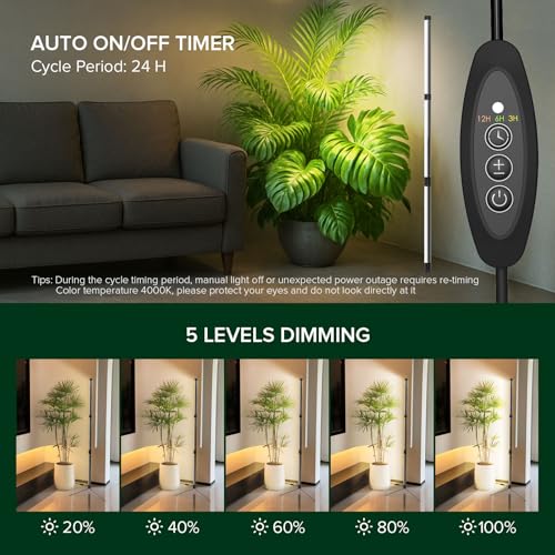 SANSI T10 Standing Grow Lights for Indoor Plants, Vertical Grow Light 4.4FT - size: 4.4FT
