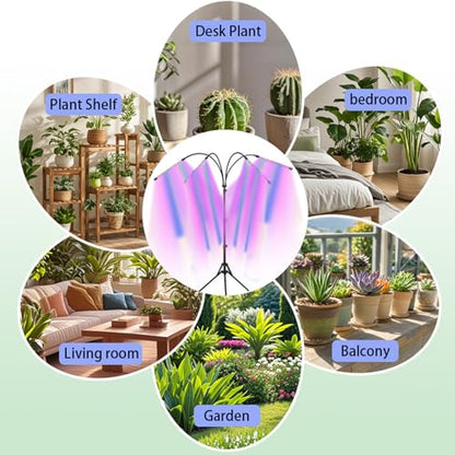 Grow Light with Full Spectrum & Dual Timer, Adjustable Tripod & Gooseneck for Personalized Plant Lighting USB
