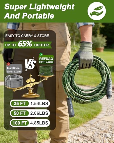 Garden Hose 100ft, Flexible Ultra Lightweight Durable, Kink-Free Water Hose with 10 Function Sprayer - Non-Shrinking, Easy to Store, All-Weather, High-Pressure - size: 100ft