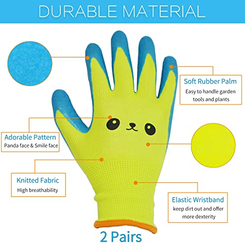 Kids Gardening Gloves for Ages 2-12 Toddlers, Youth, Girls, Boys, Children Garden Gloves for Yard Work (Size 3 for 5, 6 Year Old) - size: Size 3 (Pack of 2)