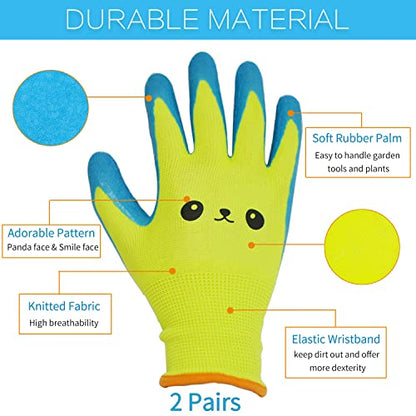 Kids Gardening Gloves for Ages 2-12 Toddlers, Youth, Girls, Boys, Children Garden Gloves for Yard Work (Size 3 for 5, 6 Year Old) - size: Size 3 (Pack of 2)