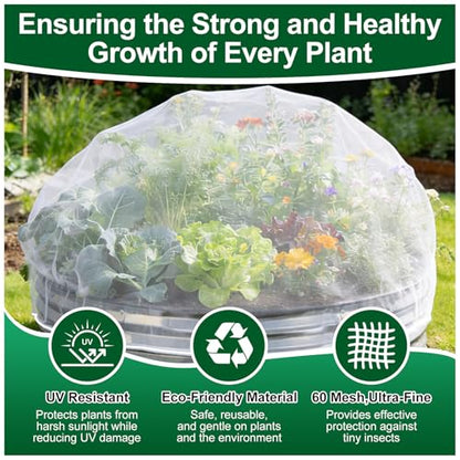 2 Pack Garden Netting for Raised Beds, Fits 4 x 2 ft Rectangular Beds - size: For 4×2 ft (L×W)