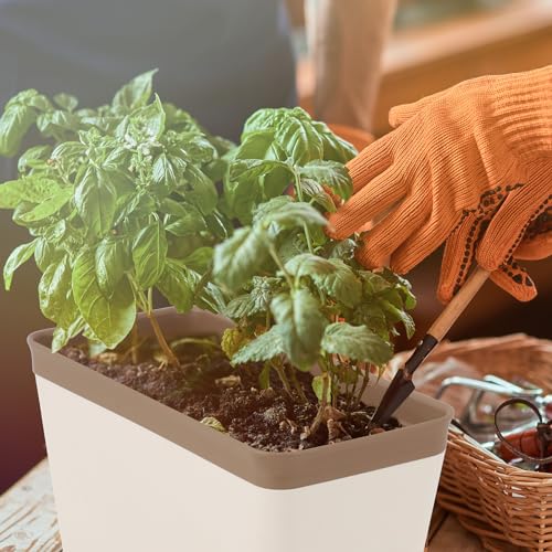 SiliFine 6 Set Window Herb Planter Box Self Watering Plant Pots 10.6 Inch Rectangular Herb Pots Decorative Garden Flower Box for Indoor, Succulent,Vegetables, Flowers
