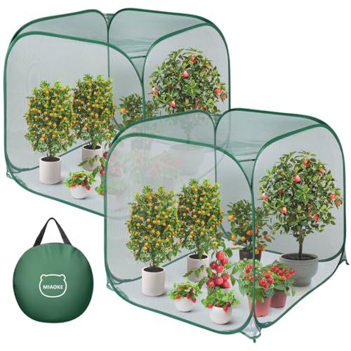 2Pc Pop Up Mesh Plant Cover,35x35x38'' Garden Netting for Insect Protection - color: Green, size: 2 pieces