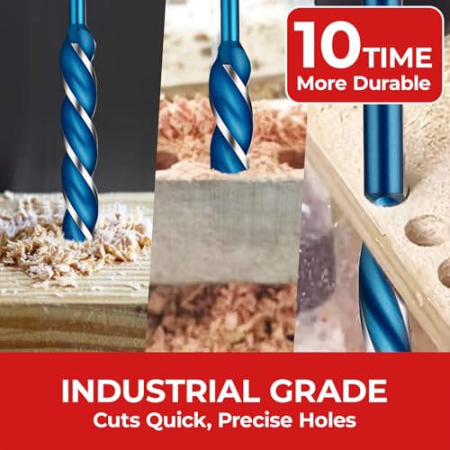 1-1/4" x 24" Wood Auger Drill Bits, 3-Flute Hex Shank - size: 1-1/4" x 24"