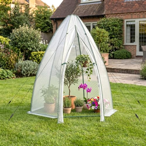 Happygrill Portable Mini Greenhouse with Windproof PE Cover & Window - color: Clear