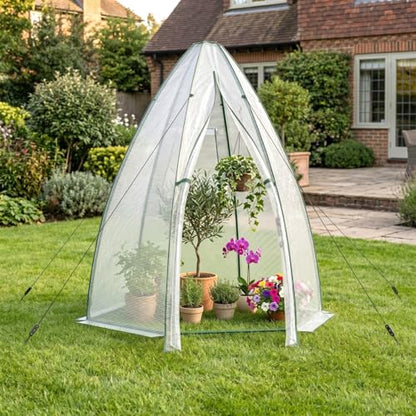 Happygrill Portable Mini Greenhouse with Windproof PE Cover & Window - color: Clear