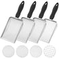 4-Pack Stainless Steel Soil Sifter Set with Handle, Multi-Mesh Garden Sifter for Compost, Sand, Rocks - Gardening Tool & Reptile Sand Scoop for Litter Cleaning, Beach Shell Sifting