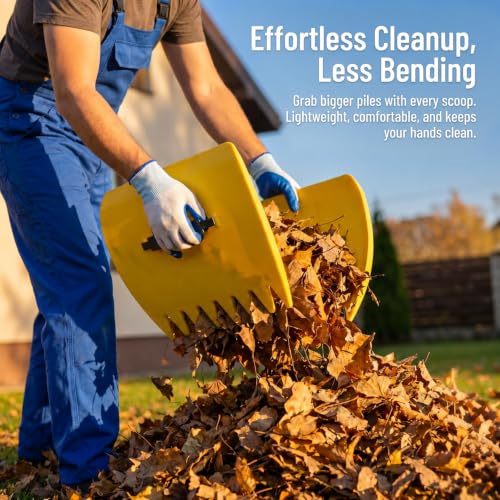 Ideal Swan Leaf Scoops with Gloves, Lightweight Rakes for Lawn Work, Yellow - color: Yellow