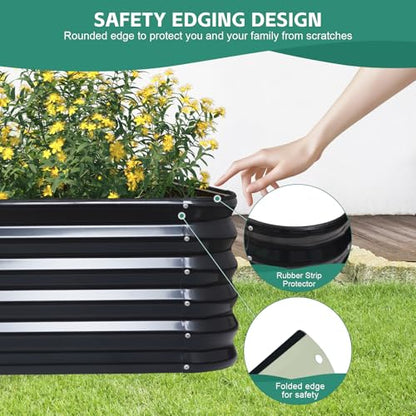 5 in 1 Galvanized Raised Garden Bed, 8x3x1.4ft, Grey - color: Gray, size: 8x3x1.4ft (1pack)