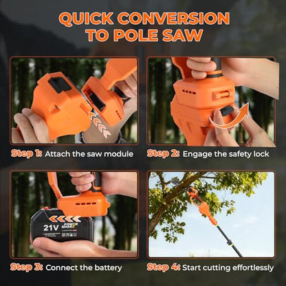 4-in-1 Cordless Brushless Mini Chainsaw for Tree Trimming, 8 inch